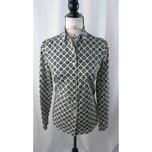 J.CREW  Perfect Button Up Shirt Top geometric pattern Size 0